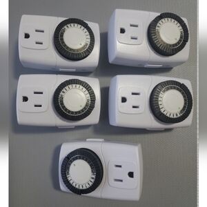 White Plug-in Timers with Black Dials